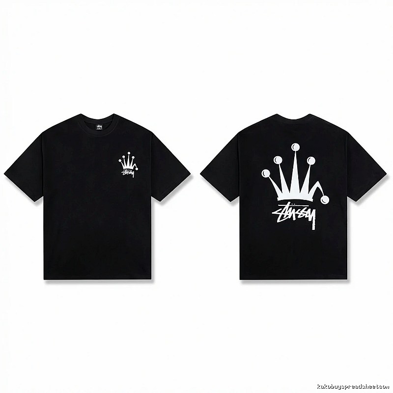 Stussy Crown Trendy and Cool Style Black T-shirt