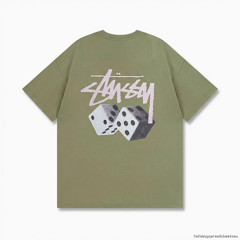 Stussy Dice Trend Brand Olive Green T-shirt