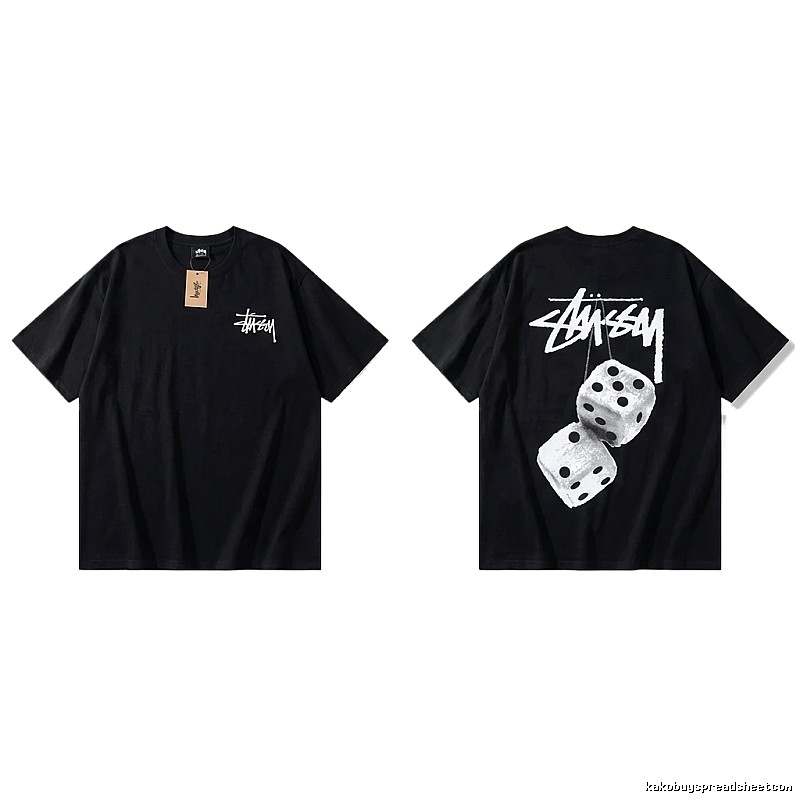 Stussy Dice Trendy and Cool Style Black T-shirt