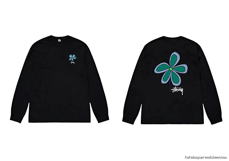 Stussy Flower Print Black Long-Sleeve