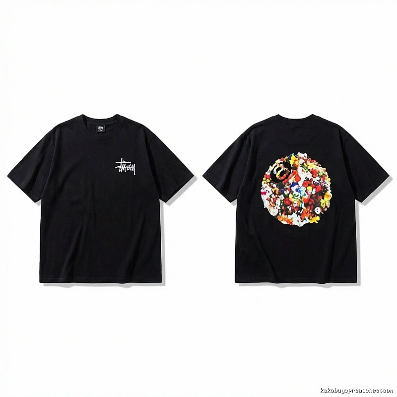 Stussy graffiti-style black T-shirt