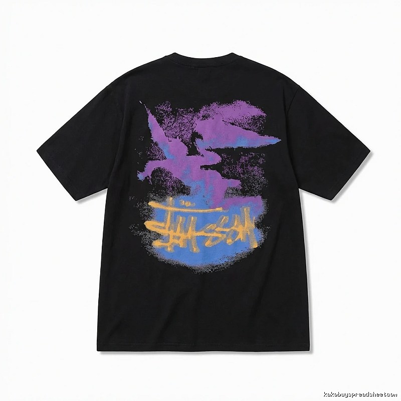 Stussy graffiti-style black T-shirt
