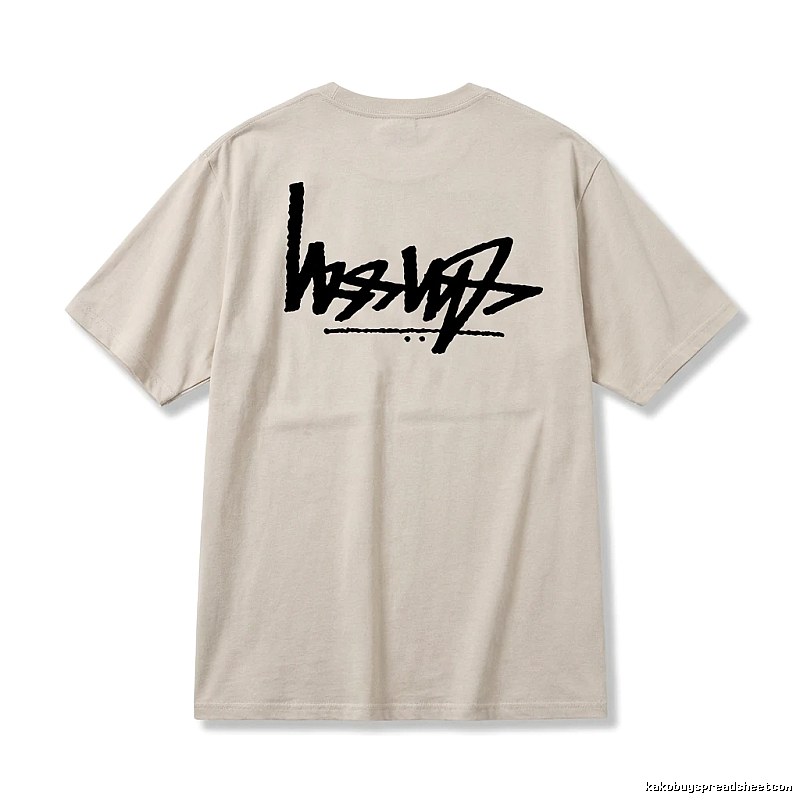 Stussy graffiti-style light gray T-shirt