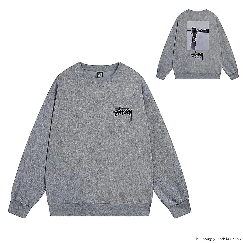 Stussy Gray Style 537 Graphic SweatShirt Clean Colorway