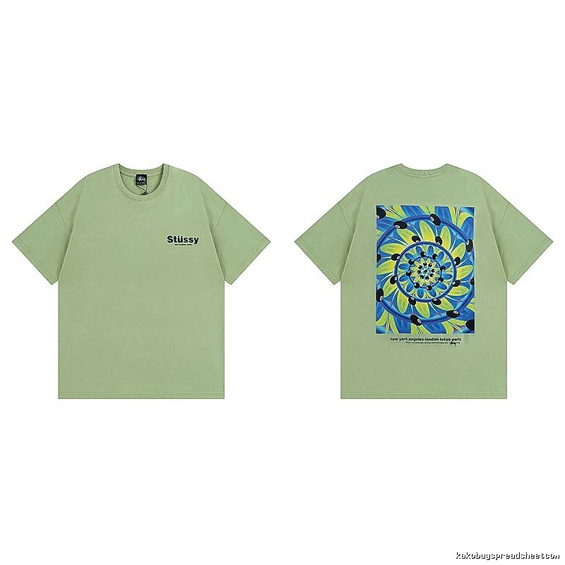 Stussy Green Spider Graphic T-Shirt Outdoor Days Logo