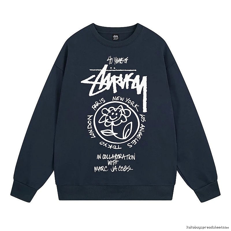 Stussy Navy Style 539 Graphic SweatShirt Poolside Style
