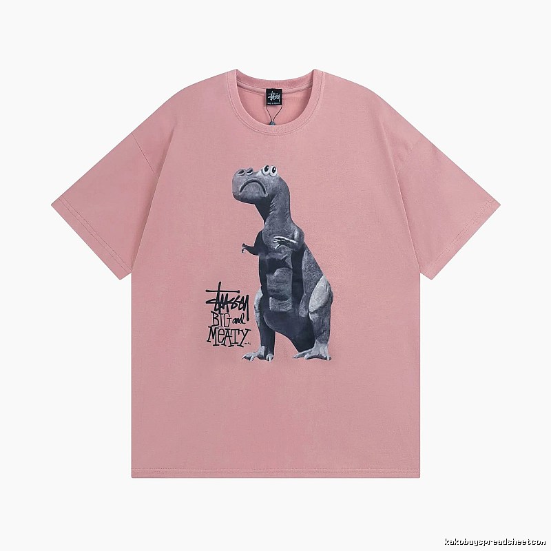 Stussy Pink Spider Graphic T-Shirt Easy Pairing Logo