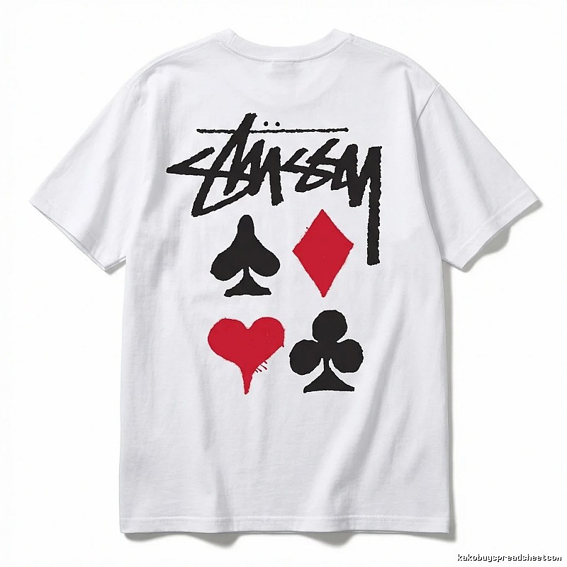 Stussy Poker Print Simple White T-shirt