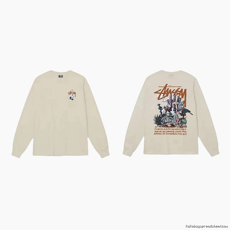Stussy Print Retro Style Long-Sleeve (Off-White)