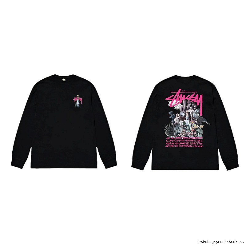 Stussy-printed trendy black T-shirt