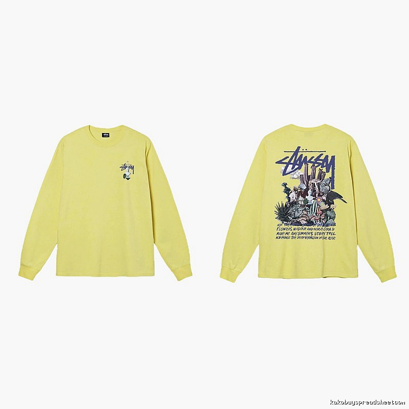 Stussy printed trendy brand style yellow long-sleeve