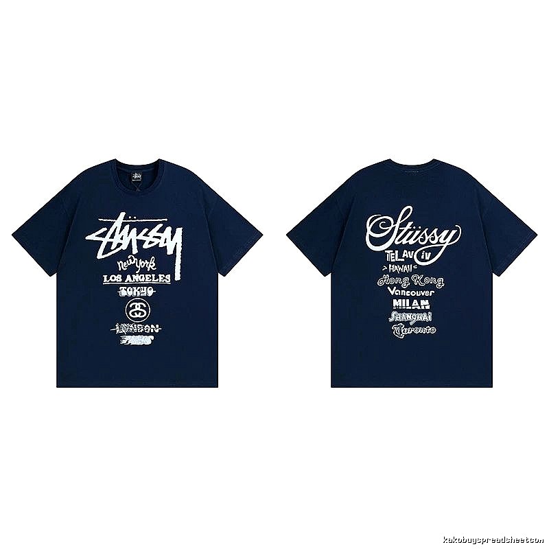 Stussy Simple Logo Finish Spider Graphic T-Shirt Minimal Look