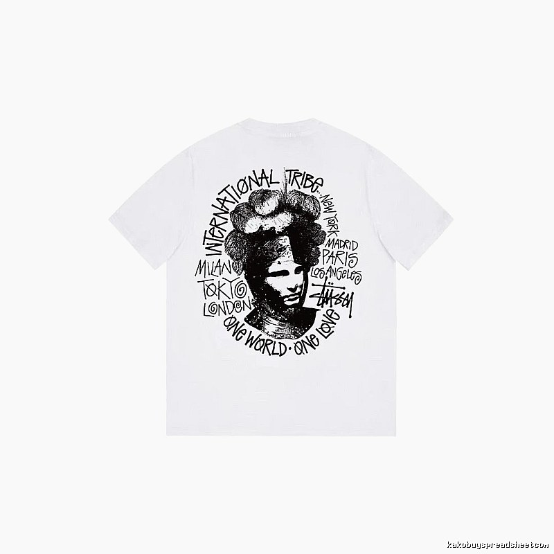 Stussy Summer Graphic T-shirt Black White Stussy with Bold Graphic