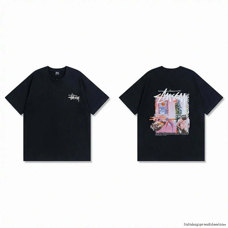 Stussy trendy style black T-shirt
