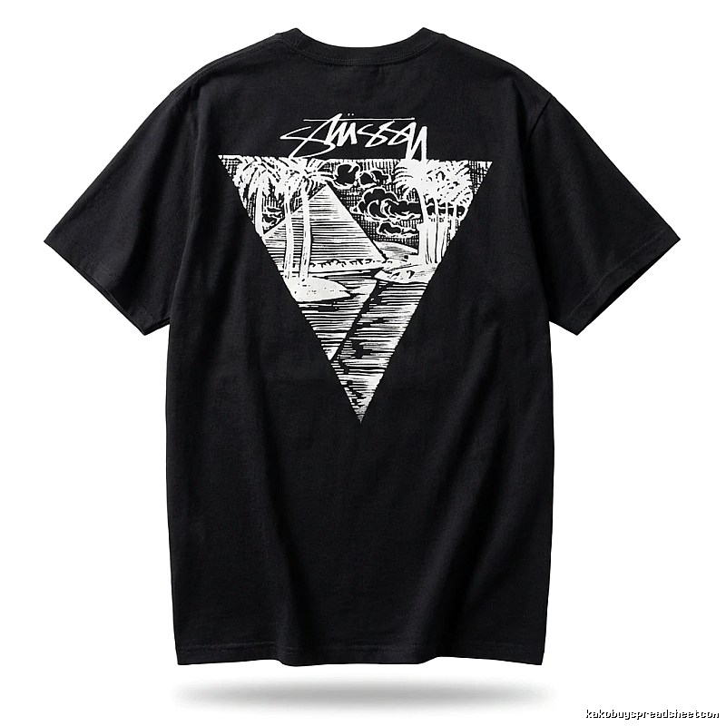 Stussy triangle print style black T-shirt