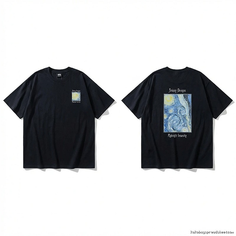 Stussy Van Gogh series dark style T-shirt