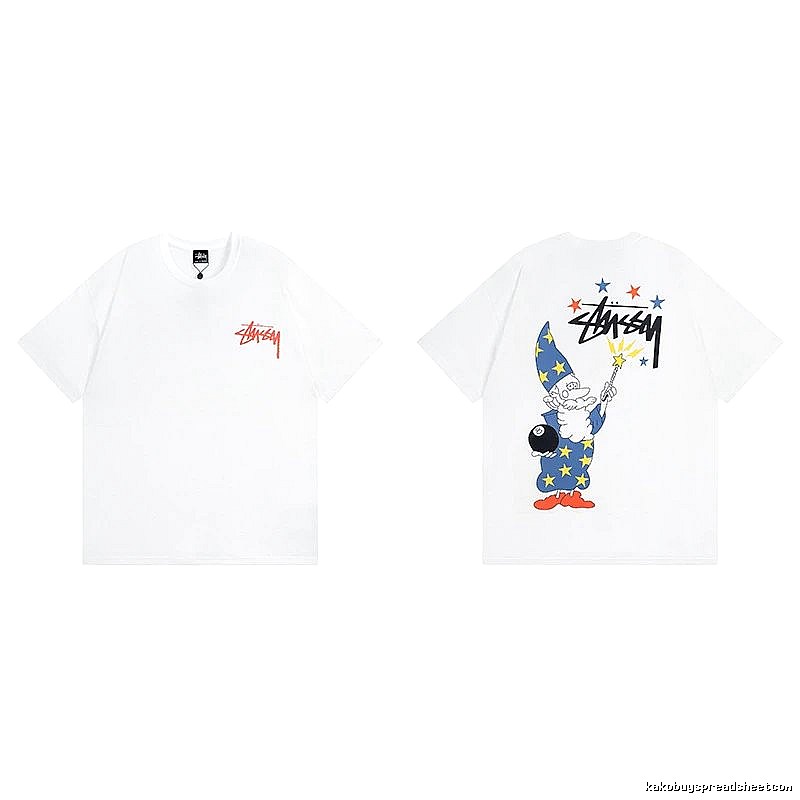 Stussy White Spider Graphic T-Shirt Active Casual Logo