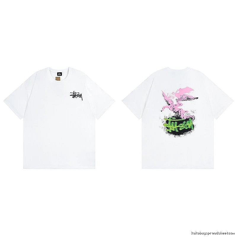 Stussy White Spider Graphic T-Shirt Commuter Look Logo