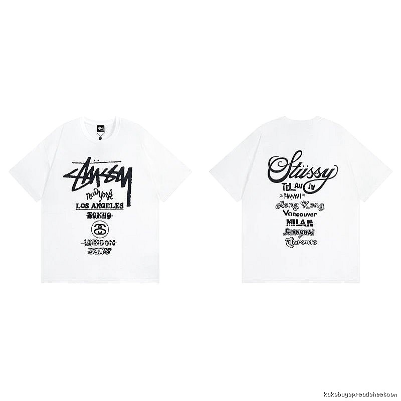 Stussy White Spider Graphic T-Shirt Travel Pack Logo