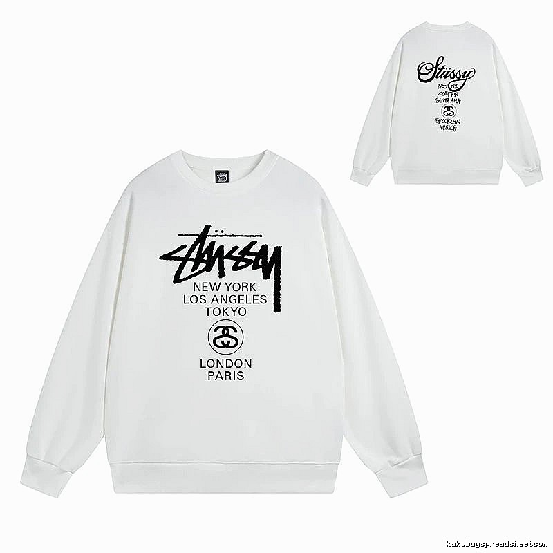 Stussy White Style 541 Graphic SweatShirt Coffee Run