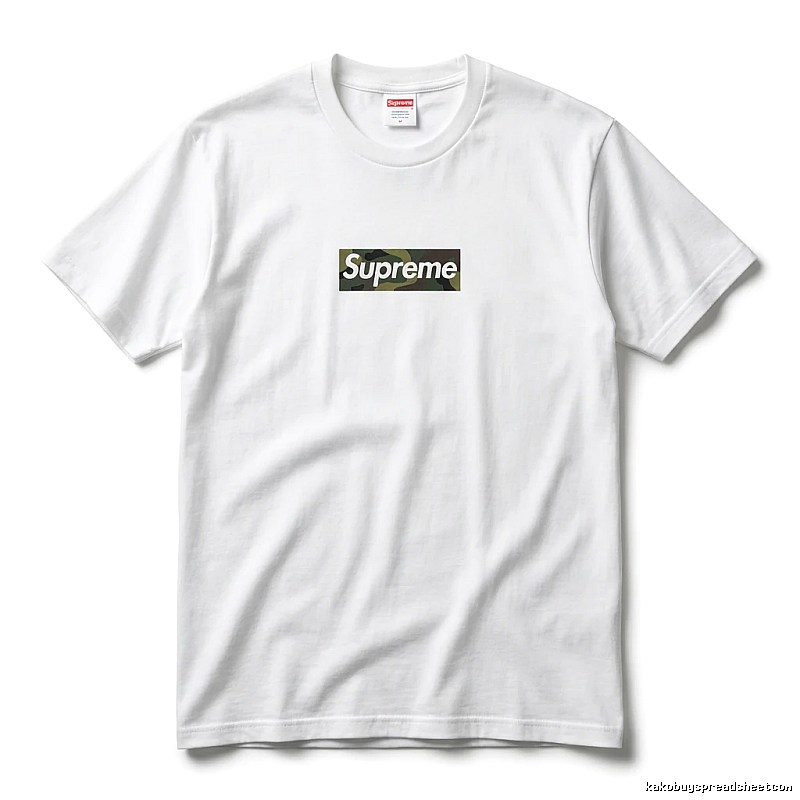 Supreme camouflage-style white T-shirt