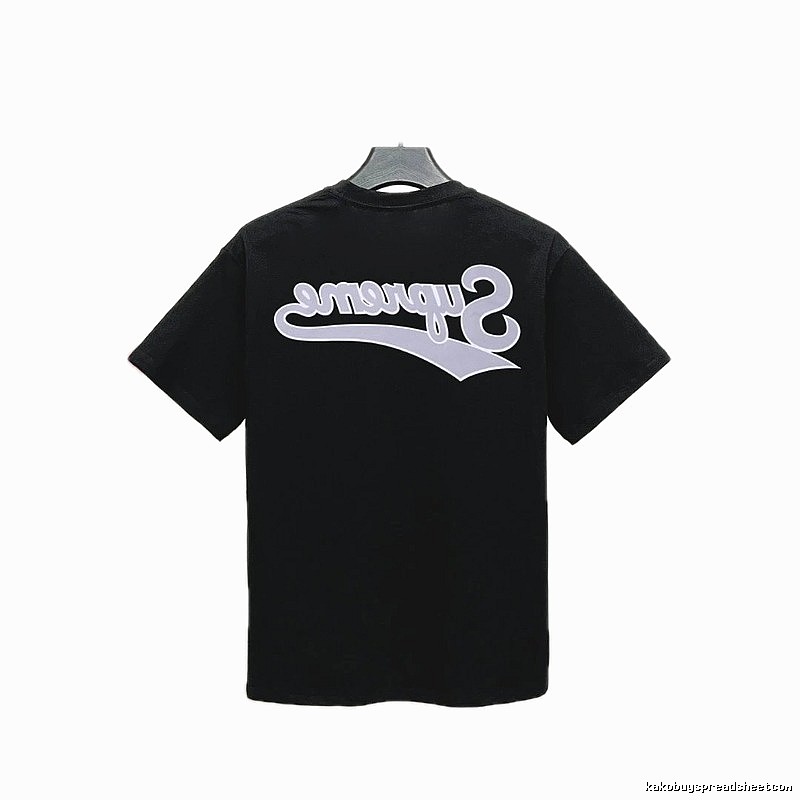 Supreme Inverted Logo Street Style Black Short-sleeve T-shirt
