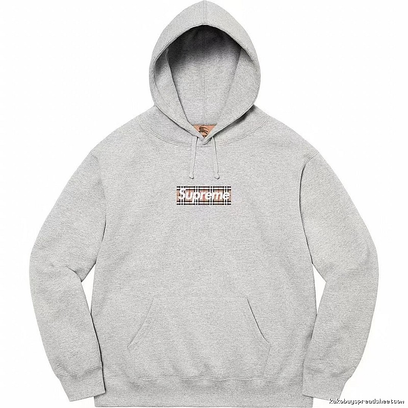 Supreme Logo Detail Logo hoodie Gray Red Oversized with Functional Detail