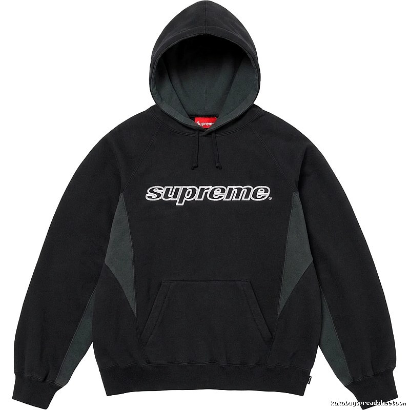 Supreme patchwork-style black hoodie