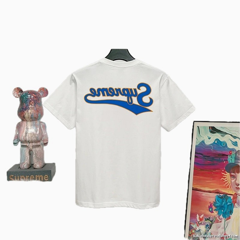 Supreme Reverse Logo Printed Street Style White T-Shirt