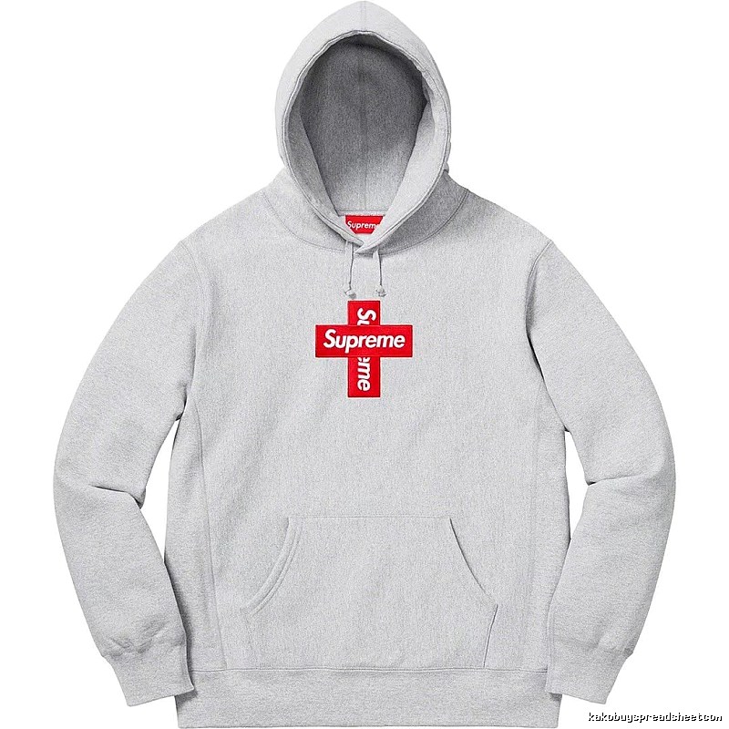 Supreme Streetwear Logo hoodie Gray Red Oversized with Logo Accent
