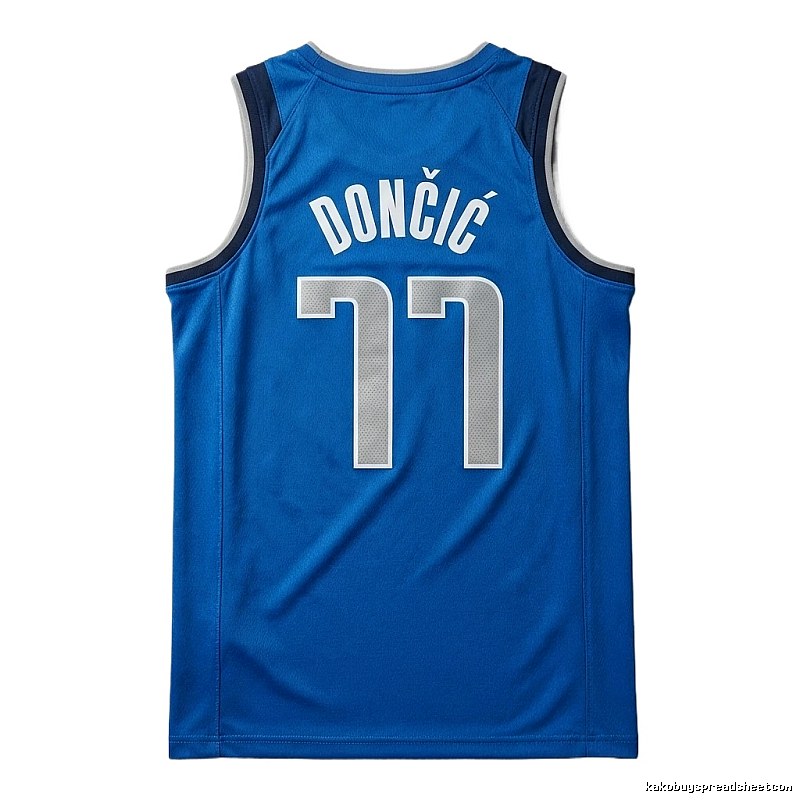 The blue basketball uniform of Luka Doncic of the Mavericks.