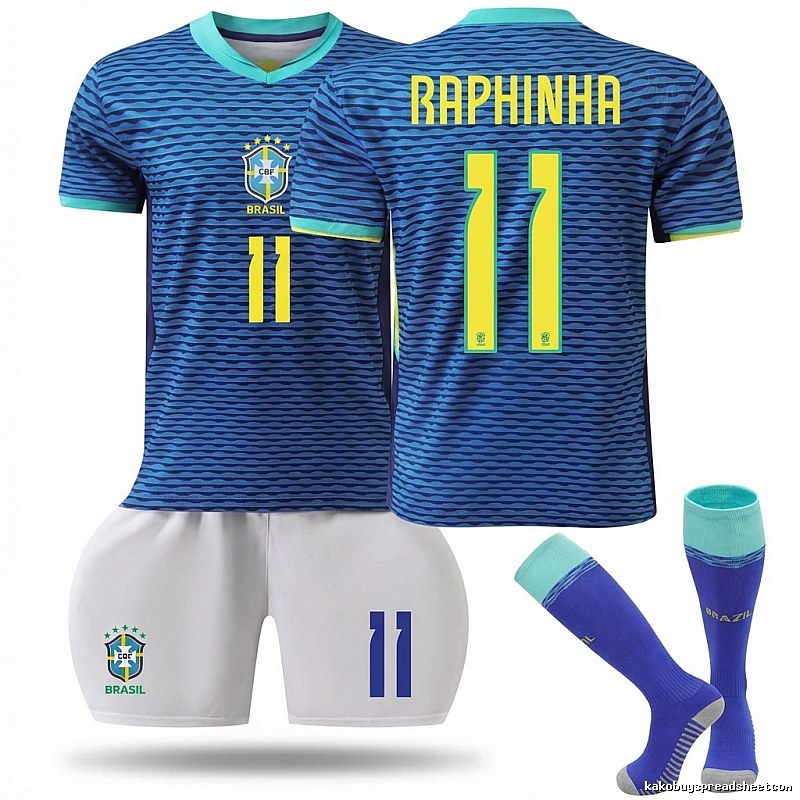 The No. 11 blue - striped jersey of the Brazilian team.