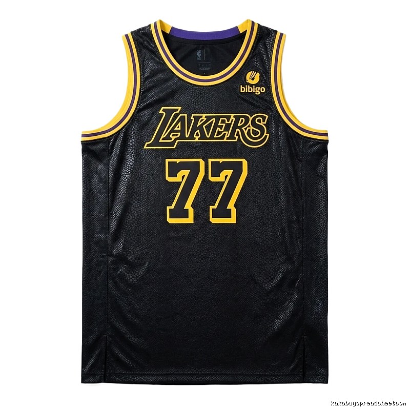 The No. 77 black jersey of the Los Angeles Lakers.