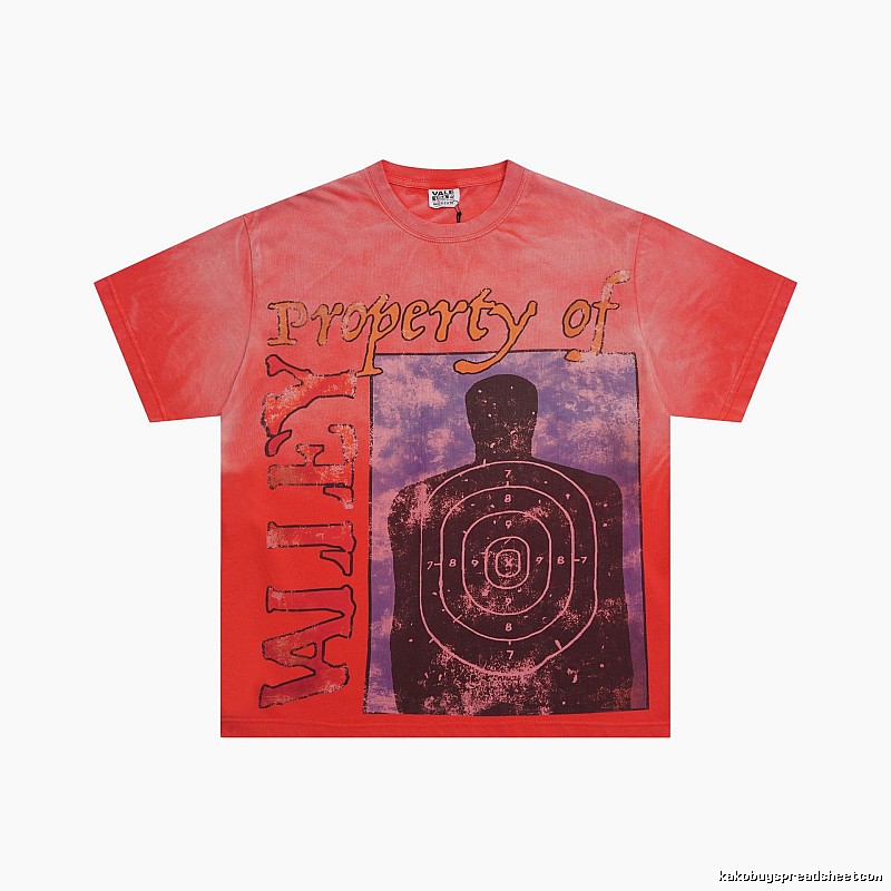 Valley Target Print Vintage Orange-red Short Sleeve T-Shirt