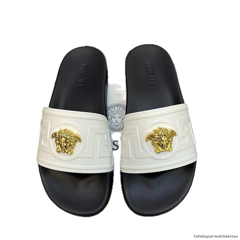 Versace Medusa Luxury Style White and Black Slides