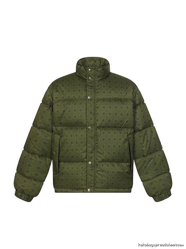 Vintage-style down jacket with Chrome Hearts print