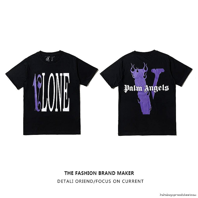 Vlone Premium Style Logo T-shirt Black Purple Vlone for Resort Outfits