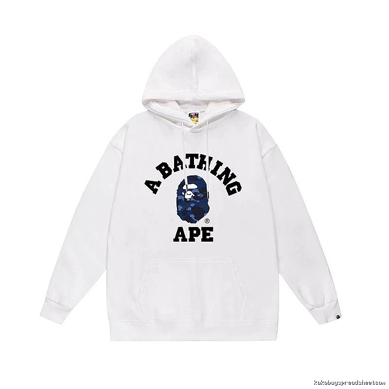 White hoodie with Bape Ape Head print